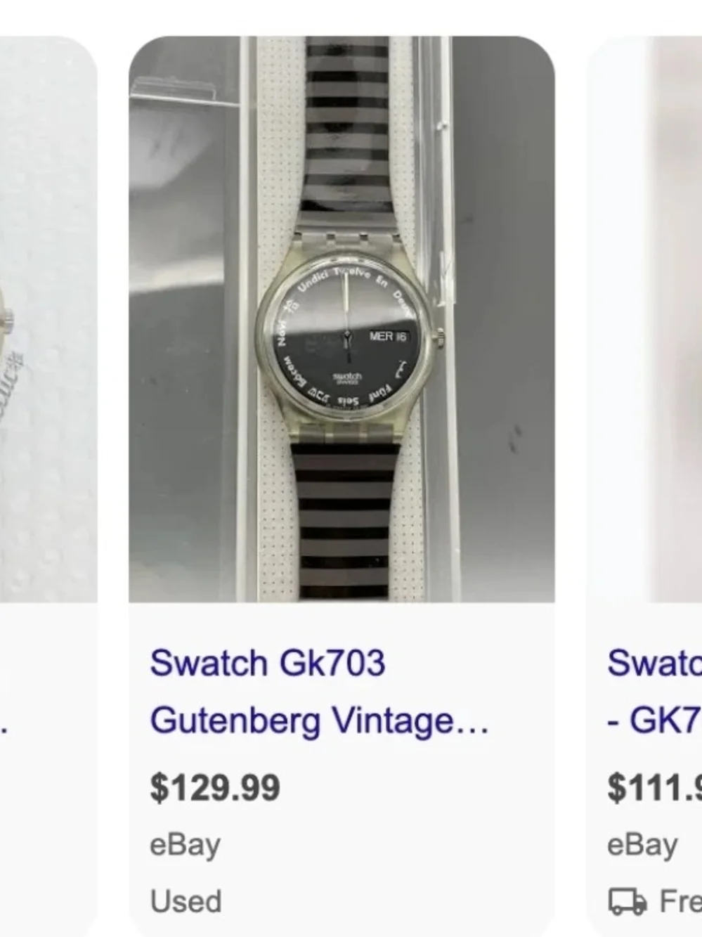 Swatch GK703 Unisex Gutenberg Vintage Black Stripe Watch